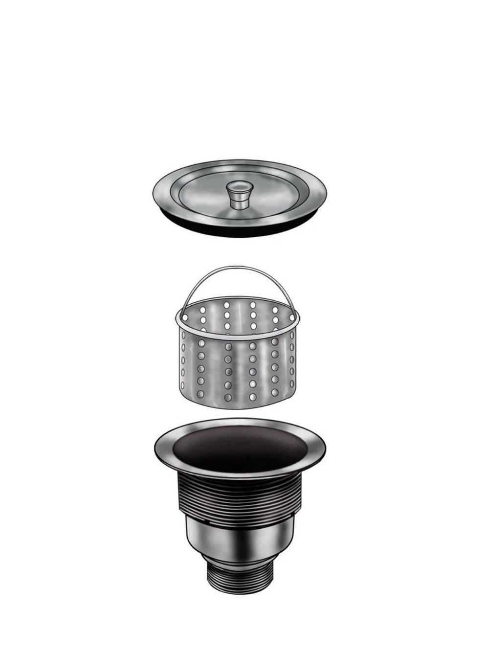 Ruvati RVA1025 kitchen sink parts  Stainless Steel Sink Strainer Set - Silver -